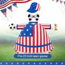2026 World Soccer Porch Goose Outfit for 23" Patriotic Cement Goose Statue Clothes, Independence Memorial Day Goose Costume for USA 250th Anniversary Outdoor Patio Yard Lawn Garden Decoration