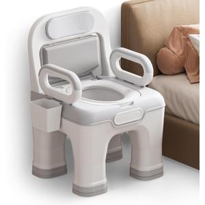 Bedside Commode, Upgraded Safety Commode Toilet for Elderly Disabled, Potty Chair for Adult with Enlarged Arms, Height Adjustable, 900lbs Heavy Duty Bedside Commodes for Seniors