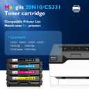 CX331 CS331 Toner Cartridge Replacement for Lexmark 20N10 4-Color Combo 20N10K0 20N10C0 20N10M0 20N10Y0 Toner for CS331 CS431 CX331 CX431 CS331dw CS431dw CX331adwe CX431adw Printer Ink