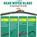 26" 18" 14" Windshield Wiper Blades Replacement for Honda Civic Hatchback 2017 2018 2019 2020 2021 Premium All Weather Front Rear Wipers Set - OEM Quality (Pack of 3)