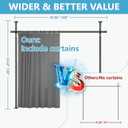 Jilron No-Drill Room Separator Set: Includes 106" W x 84" L Grey Curtain & Adjustable Pole Brackets (35-100" W x 43-120" H Adjustable Range)