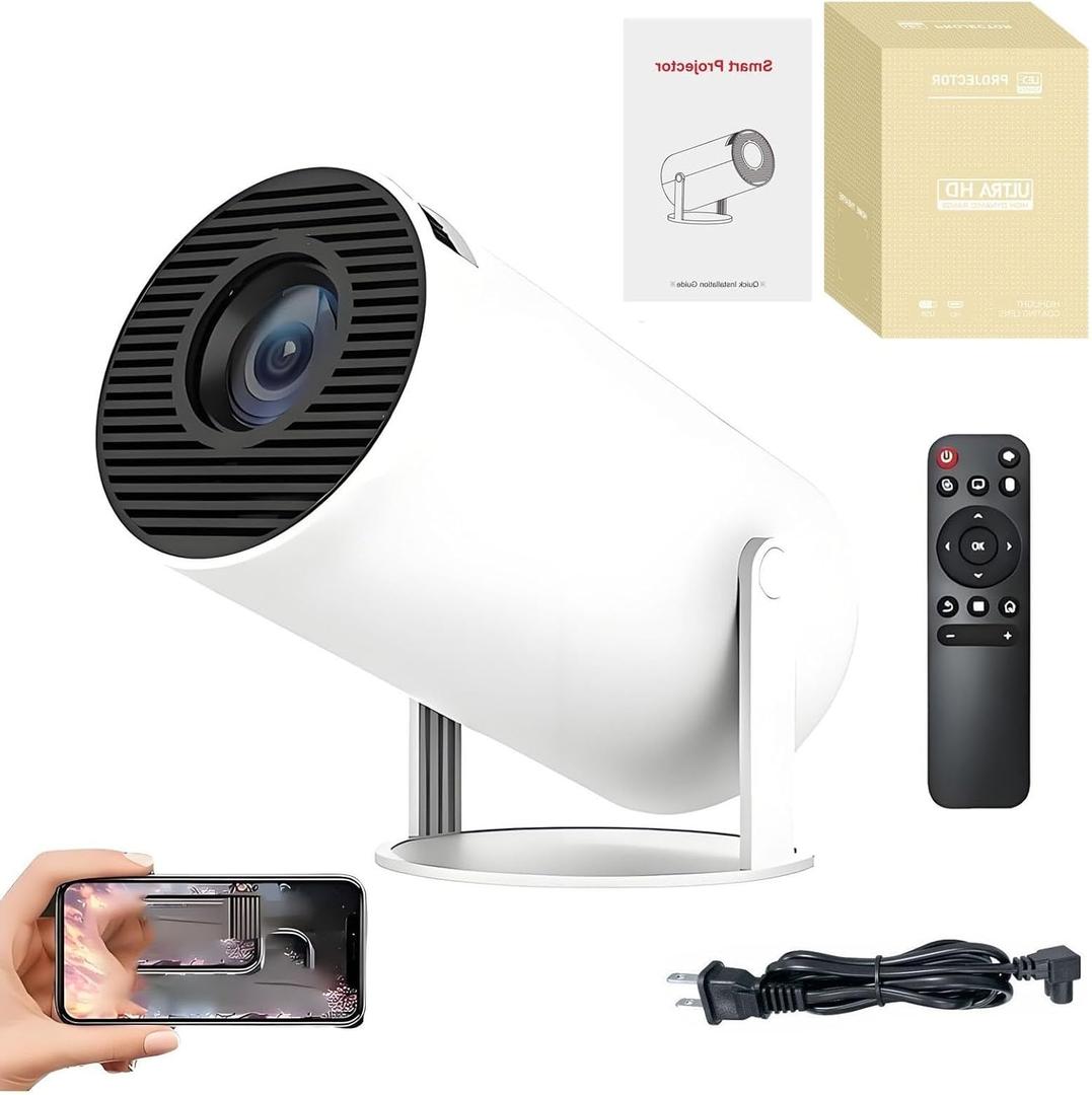 Cineglow Projector, 2025 New Pocketbeam Smart 180 Projector, 4K UHD Smart Mini Bedroom Projector with WiFi and Bluetooth(White)