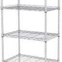 JS HANGER Wire Shelving Unit with Wheels, 4-Tier Adjustable Heavy Duty Metal Shelf Wire Storage Rack for Home Office Garage Kitchen Bathroom, 440 lbs Capacity, 23.23''W X 13.4''D X 47.24''H, Silver