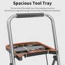 DIAMONDFORGE 3-Step Ladder Folding Step Stool with Tool Platform & Anti-Slip Wide Pedal, Heavy Duty Steel Construction, 600 lbs Capacity for Home & Office, Grey