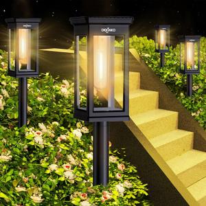 Solar Pathway Lights, 8 Pack Solar Lights Outdoor Waterproof IP65, Auto On/Off Outdoor Solar Lights for Pathway, Garden, Yard, Walkway, Lawn, Patio, Driveway, Landscape Decor Lighting, Black