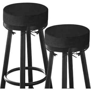 MineCozy Bar Stool Cushions Round 3" Thick Round Seat Cushions for Chairs 2 Pack Non Slip Bistro Chair Pads with Machine Washable Cover (12 Inch, Black)