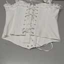 Scarlet Darkness Corset Tops for Women Lace Up Overbust Corset Ruffle Bustier Top (White, M)
