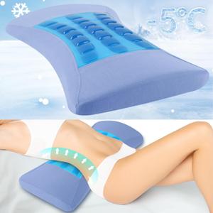 Lumbar Support Pillow for Bed Relief Lower Back Pain with Cooling Gel: Sciatica Lower Back Pillow for Sleeping-Memory Foam Waist Pillow for Side/Back/Stomach Sleepers-Bed Rest Pillow for Car, Sofa (60x26x5.5 cm, Gray-gel Version)