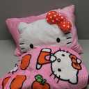 Northwest Sanrio Hello Kitty Forever Sweet Silk Touch Throw Blanket 50" x 60" with 3D Plush Pocket Pillow 14" x 20"  Comfy Hello Kitty Plush Blanket and Pillow Set