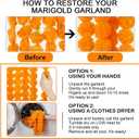 Giegxin 15 Pack Marigold Garland for Decoration 5 ft Long Strands Faux Artificial Marigold Flowers for Dia De Los Muertos Diwali Indian Wedding Party Decorations(Light Orange)