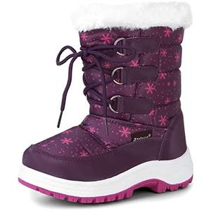 Apakowa Kids Girls Insulated Fur Winter Warm Snow Boots (Toddler/Little Kid) Size 32