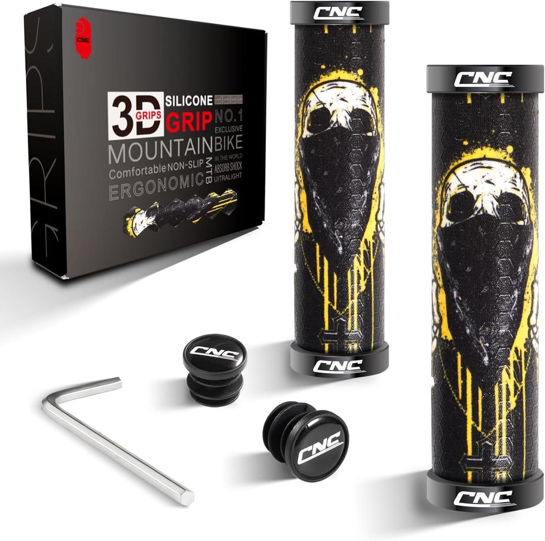 CNC Bike Handlebar Grips, MTB Silicone Grips, Gel Grips for Mountain Bike/ BMX/ Bicycle