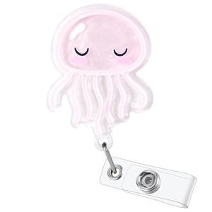Cute Pink Jellyfish Badge Reel, Pediatric Badge Reel, Retractable RN Nurse Badge Holder, Nursing Student ID Badge Clip, Funny Nurse Badge Reel, CNA MA Nicu Medical Worker Nurse Badge Accessories