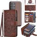 Asuwish Phone Case for Samsung Galaxy S26 Ultra 5G Zipper Wallet Magnetic Detachable Cell Cover with Screen Protector Crossbody Strap Flower Card Holder S26Ultra 26S S 26 26Ultra Women Men Girls Brown