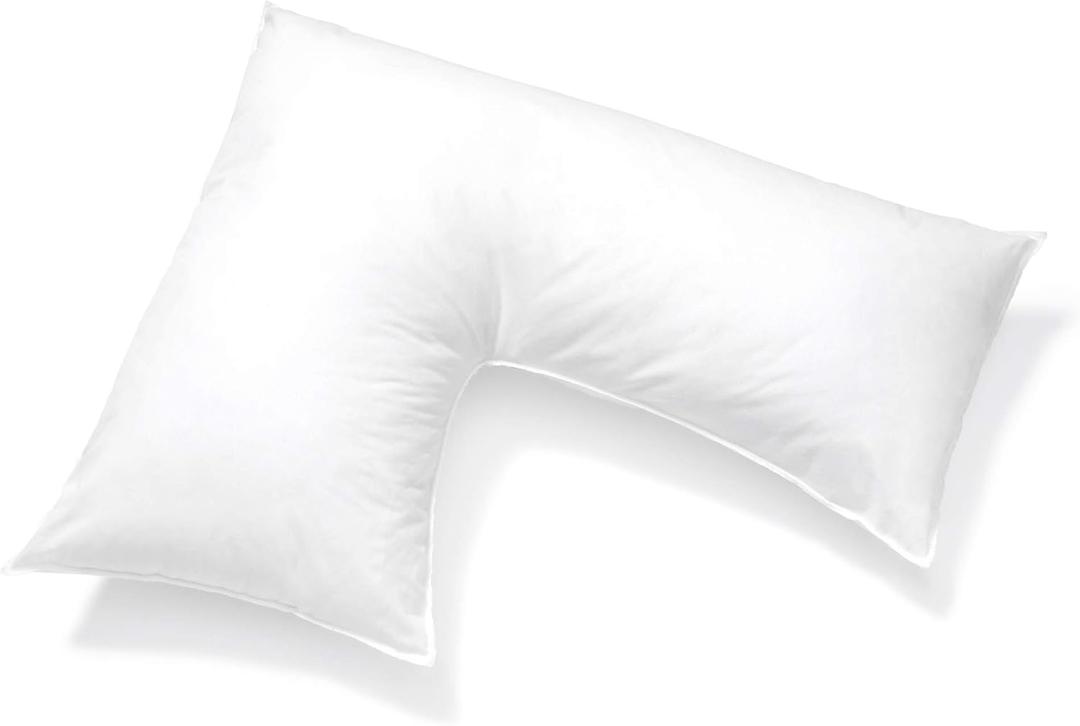 L Shaped Pillow Support for Head, Neck and Shoulders - White Cover Included (20 x 26)