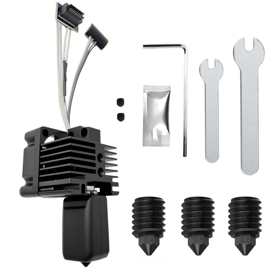 Hotend Complete Kit for Bambu Labs P1P P1S 3D Printer, Full Assembly Hot End with Fan,Thermistor,Ceramic Heater, 0.4/0.6/0.8mm Nozzle, Silicone Sock, Heating Block (Not for X1 Series)