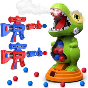 BAODLON Dinosaur Shooting Toys for Boys 4 5 6 7 8 Years Old, Movable Electronic Scoring Target Game with 2 Toy Gun, Spray & Light & Sound, 24 Foam Balls, Christmas Birthday Gift for Kids 35, 57