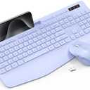 Wireless Keyboard and Mouse Combo - Full-Sized Ergonomic Keyboard with Wrist Rest, Phone Holder, Sleep Mode, Silent 2.4GHz Cordless Keyboard Mouse Combo for Laptop, Computer, PC, Mac, Windows -Trueque