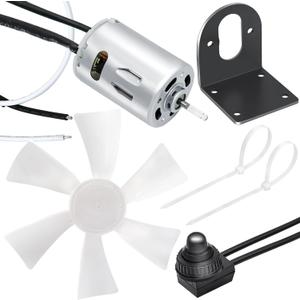 6" RV Vent Fan Blade with 12V RV V ent Fan Motor D-Shaft RV Bathroom Fan Motor for Camper Roof Vent, with ON OFF Switch, Mounting Bracket