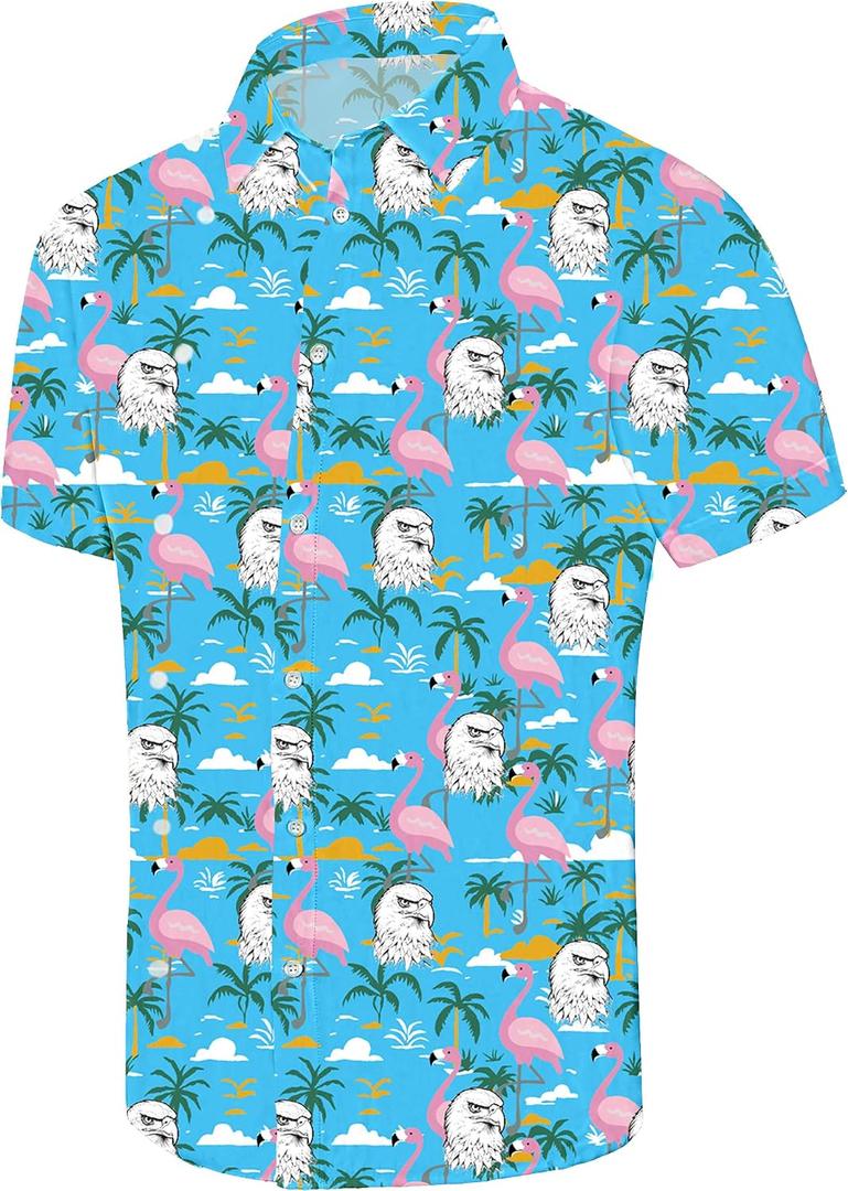 Demoking Vintage Shirts for Men Tie Dye Hippie Funny Hawaiian Shirt Button Down Shirts (Blue, XXL)