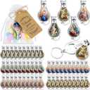 Karenhi 50 Set Baptism Party Favors for Guests Angel Keychain with Nail Clipper and Bottle Opener Baptism Favors Souvenirs Gifts with Thank You Tag Organza Bags for Baby Shower Birthday Party