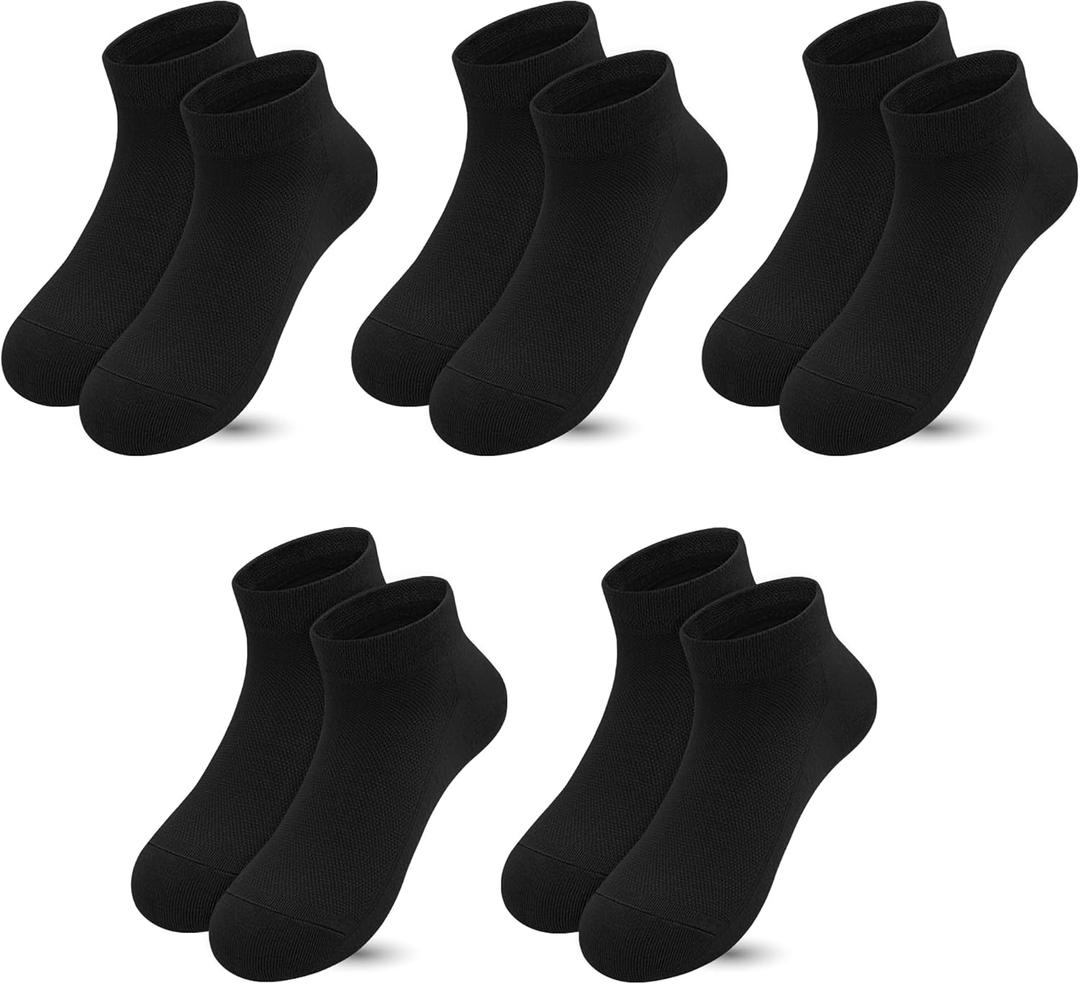 SERISIMPLE Viscose Bamboo Mesh Kids Low Cut Socks Unisex Child Ankle Athletic Socks Soft Breathable Boy Girl 5 Pairs (Medium, Black)