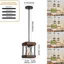 Genuine Wood Farmhouse Pendant Light, 2 Pack Rustic Farmhouse Linear Chandelier with Wood and Metal Cage, Kitchen Island Pendant Light Adjustable Height for Dining Room Light Kitchen Island Bedroom