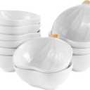 Kolewo4ever 12 Pieces Thanksgiving Bowls Ceramic Pumpkin Bowl 6 Ounces Ramekins Small Pumpkin Shaped Bowls Dinnerware Decoration for Fall Thanksgiving Serving Dip, Sauce,Condiments,Snack (Ivory White)