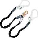 6ft Safety Harness Lanyard Double Leg Internal Shock Absorbing Safety Fall Protection Lanyard with Rope Harness Safety Lanyard Dual Rebar & Snap Hook Roofer Fall Protection EquipmentAlloy Steel