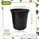OJYUDD 60 Pack 1 Gallon Flexible Plant Nursery Pots,Thickened Soft Plastic Seed Starting Pots,Plastic Plant Container with Hole for Flower Seedling,Succulents,Cuttings,Transplanting(Black)