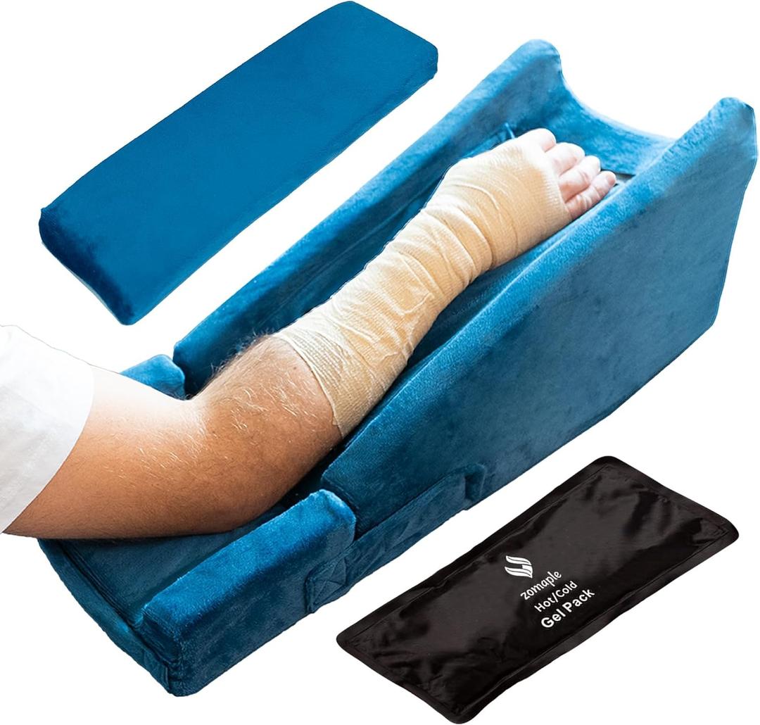 Zomaple Arm Elevation Pillow for Post Surgery – Adjustable Arm Support Pillow with Gel Memory Foam & Hot/Cold Pack – Couch Rest Pillow for Bed, Carpal Tunnel, Wrist & Elbow Recovery, Help Reduce Pain