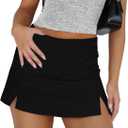Women's Slit Mini Skorts Skirts - High Waisted Summer Y2K Going Out Bodycon A Line Skirt with Shorts Underneath