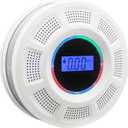 Wireless Interconnected Smoke Carbon Monoxide Detector Battery Powered, Interlinked Combination Smoke and Carbon Monoxide Detector Alarm with Digital Display, Silence Button (White-1)