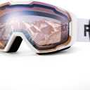 FEISEDY Ski Goggles, OTG Snow Sport Goggles for Adult Youth, Anti-Fog UV400 Protection Bendable Dual-Lenses B2961 (Orange Vlt 53%)