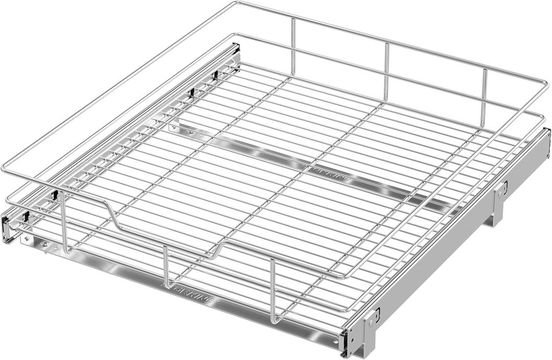 Pull Out Cabinet Organizer 20" W X 22" D, Slide Out Drawers For Kitchen Organizers and Storage, Pull Out Drawers For Cabinets Capacity Heavy Duty Caddy, Cabinet Shelves Chrome-Plated, Bathroom Pantry
