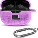 for JBL Vibe Beam/JBL Vibe Beam 2/ JBL Vibe 200TWS Case Cover, Silicone Scratch Resistant Logo Visible Cover Compatible with JBL Vibe 200TWS & Beam & Beam 2 Charging Case with Carabiner-Purple