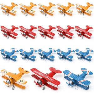 15 Pcs Metal Airplane Decorations Hanging, Vintage Iron Biplane Models, Retro Plane Aircraft for Home Room Desktop Christmas Decor, Red Blue Yellow