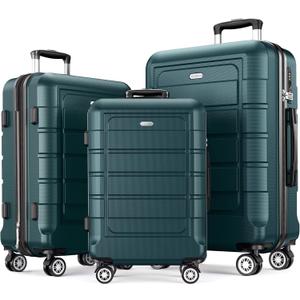SHOWKOO Luggage Sets Expandable Suitcase Double Wheels TSA Lock (ArmyGreen) (20in24in28in)