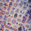 4 x 4th of July Summer Nail Designs 5D Embossed Red Blue Flower Wreath Nail Decals Self-Adhesive USA Flag Nail Supplies Sunglasses Nails Stickers Independence Day Decoration for Women Manicure 1 Sheet