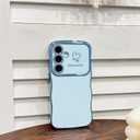 NITITOP Compatible with Samsung Galaxy A25 5G Case Cute Luxury Women Girls Men with Love Heart Electroplated Pattern Curly Wave Frame Raised Camera Shockproof Protection Cover-Baby Blue