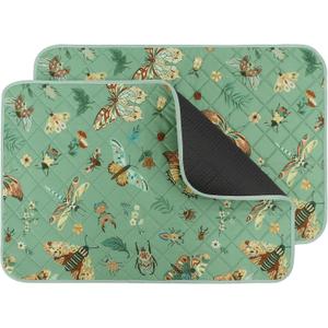IEUUMLER Washable Pee Pads for Dogs, 2 Pack Insect Pattern Reusable Waterproof Puppy Potty Pads, Non-Slip Absorbent Pet Training Pads for Playpen Crate Bed EU014
