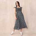 Motherhood Maternity Women's Sleeveless Ruffle Shoulder Smocked Maxi Pregnancy Dress (M)