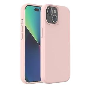 AGVEE Case for iPhone 15 6.1", Liquid Silicone Exquisite Workmanship, Full Body Protective Cover, Shockproof & Slim Phone Case, Soft Anti-Scratch Microfiber Lining, Pink