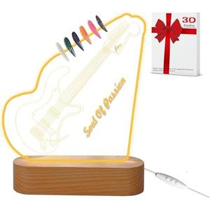 Light Up Guitar Pick Holder, Acrylic Guitar Pick Display,7-Color Luminous Pick Storage Rack,for Acoustic Electric Bass Ukulele Violin, Gift for Music Lovers Guitar Players