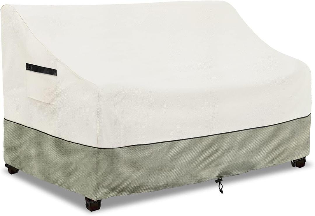 Outdoor 2-Seater Loveseat Cover,Patio Sofa Covers Fits up to 58W x 32.5D x 31H Inches,100% Waterproof Heavy Duty Patio Furniture Covers,Beige & Gray-Green