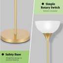 Coucrek Floor Lamp, LED Standing Lamps with White Plastic Shade, Corner Floor Lights for Living Room Bedroom, Rotary Switch, Bulb not Included, Gold