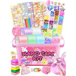 ZiZa Cute Nano Tape Bubble Kit, Nano Tape Squishy Maker Making Kit, Birthday Gifts for 4 5 6 7 8 9 10 Year Old Girls Girl, Kids Toys for Girls 4-6 6-8 7-8 8-10 10-12