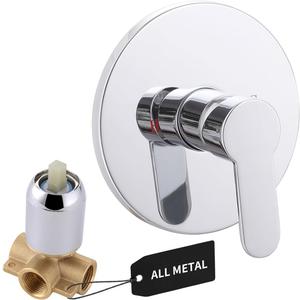 Shower Valve Handle Trim Kit Rough-in Control Valve, Chrome Wall Mount Rough-in Single Function Valve, NPT1/2 Female Thread, Bathroom Fixture, 1 Way