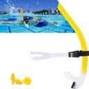 Swim Snorkel for Lap SwimmingNo Loud gurgling Noise No Hurt Forehead No Slip Swimming Snorkeling Training for Adult/Youth,Swimmer Snorkle Center Mount Snorkel One-Way Purge Valve (C3-3rd generation-yellow)