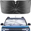 Portable Ford Bronco Sport 2021-2025 2026 Windshield Sunshade Umbrella with Carry Bag, 2 in1 Ice Crystal Durable Compact Shade Umbrella UPF50+ UV Front Window Insulation Protection Outdoor Camping